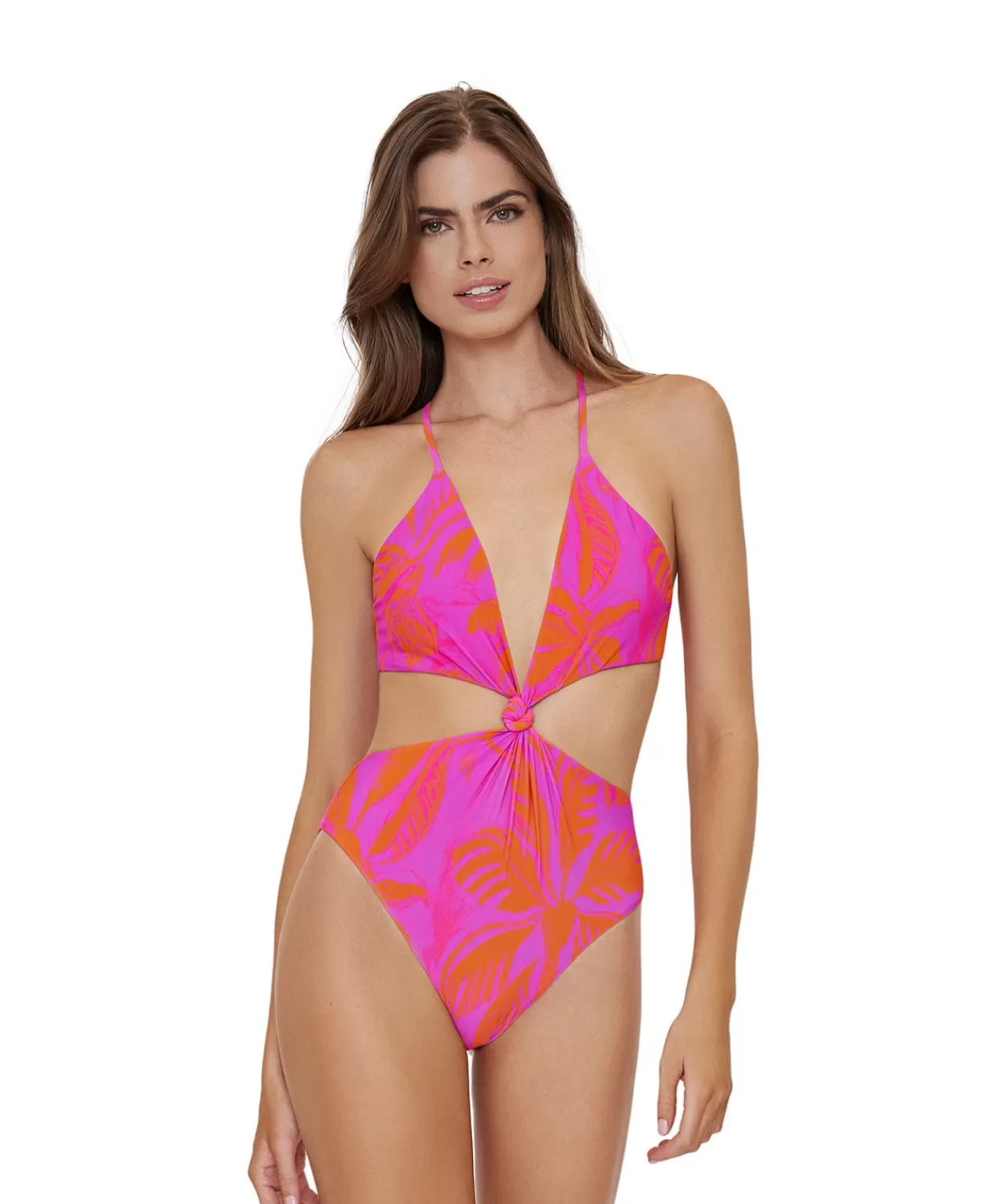 PQ Swim One Pieces*Del Mar Palms Knot Cut Out One Piece (Final Sale)